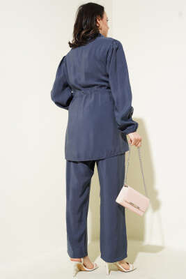 Parça Detaylı Bel Tünelli İkili Takım Kayrak Grisi - İkili Takım