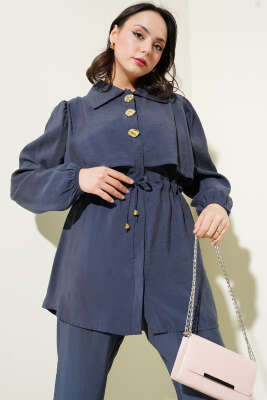 Parça Detaylı Bel Tünelli İkili Takım Kayrak Grisi - İkili Takım