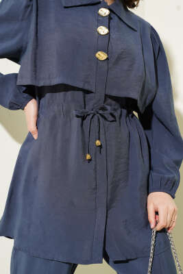 Parça Detaylı Bel Tünelli İkili Takım Kayrak Grisi - İkili Takım