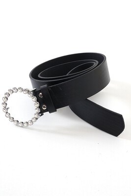 Parlak Taşlı Siyah Kemer