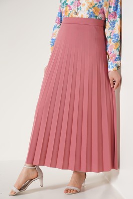 Pilise Detaylı Gül Kurusu Etek