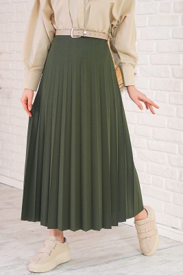 Pilise Detaylı Haki Etek