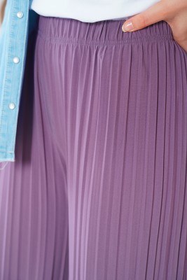 Piliseli Lazer Kesim Eflatun Pantolon - Pantolon