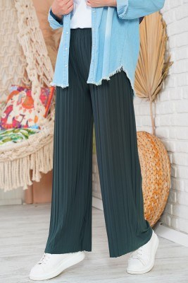 Piliseli Lazer Kesim Füme Pantolon