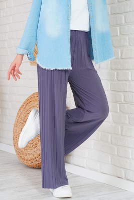 Piliseli Lazer Kesim Lavanta Pantolon