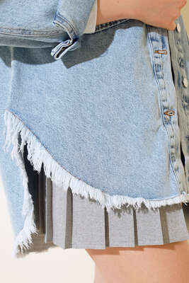 Püsküllü Salaş Kot Ceket Kar Yıkama - Spor Ceket