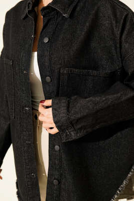 Püsküllü Salaş Kot Ceket Siyah - Kadın Giyim Modelleri