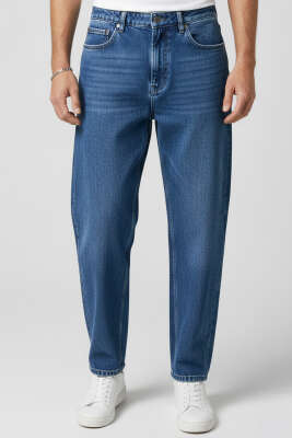 Relax Fit Erkek Pantolon Mavi - DEEP BROWN