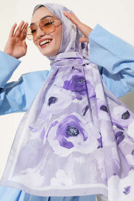 Retro Rose Desen Şal Gri