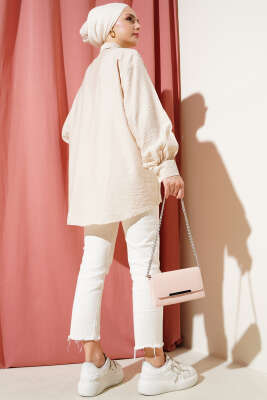 Robası Dikişli Salaş Gömlek Bej - Gömlek