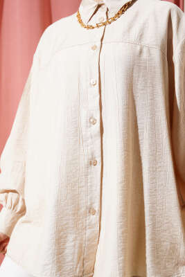 Robası Dikişli Salaş Gömlek Bej - Gömlek