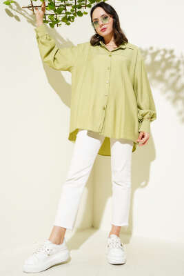 Robası Dikişli Salaş Gömlek Çağla Yeşili - Gömlek