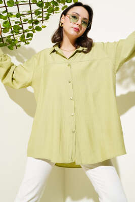 Robası Dikişli Salaş Gömlek Çağla Yeşili - Gömlek