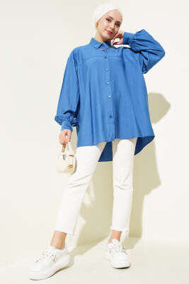 Robası Dikişli Salaş Gömlek Mavi - Gömlek