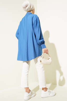 Robası Dikişli Salaş Gömlek Mavi - Gömlek