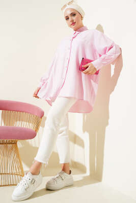 Robası Dikişli Salaş Gömlek Pembe - Gömlek