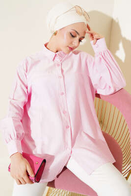 Robası Dikişli Salaş Gömlek Pembe 