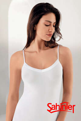 Şahinler Bayan İp Askılı Likralı Atlet Beyaz