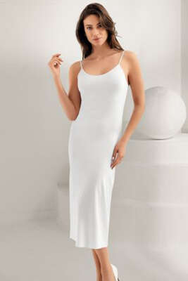 Şahinler İp Askılı Uzun İçlik Beyaz - ŞAHİNLER