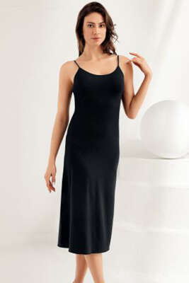 Şahinler İp Askılı Uzun İçlik Siyah - ŞAHİNLER