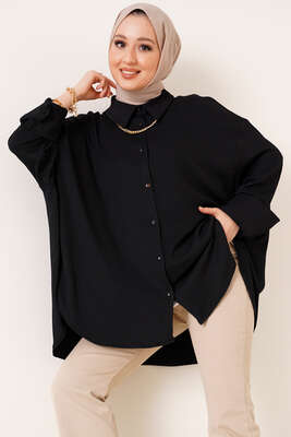 Salaş Bürümcük Gömlek Siyah