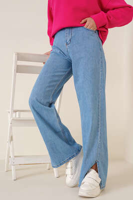 Salaş Yırtmaçlı Açık Mavi Pantolon 