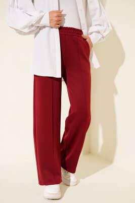 Scuba Çımalı Bol Paçalı Pantolon Bordo - TEGOE