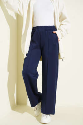 Scuba Çımalı Bol Paçalı Pantolon Lacivert - TEGOE