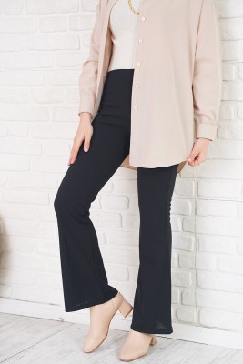 Scuba İspanyol Paça Siyah Pantolon - Pantolon