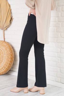 Scuba İspanyol Paça Siyah Pantolon - Pantolon