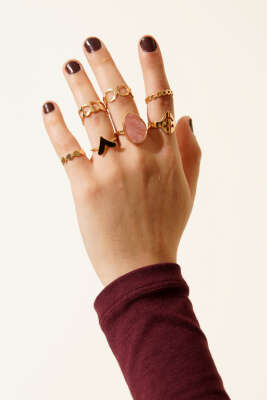 Sedef Detaylı 7'li Yüzük Seti Asorti 2 - DEMİR BİJUTERİ