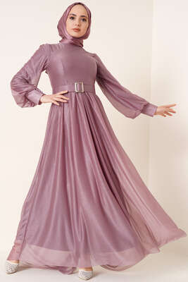 Sim Detaylı Abiye Elbise Lila 