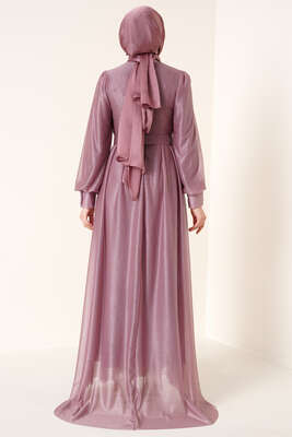 Sim Detaylı Abiye Elbise Lila - Tesettür Elbise