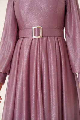 Sim Detaylı Abiye Elbise Lila - Tesettür Elbise