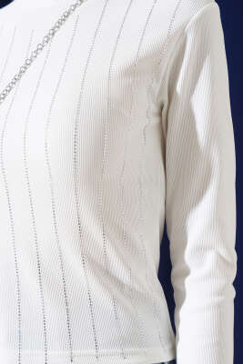 Sıra Taşlı Kaşkorse Body Beyaz - Kadın Giyim Modelleri