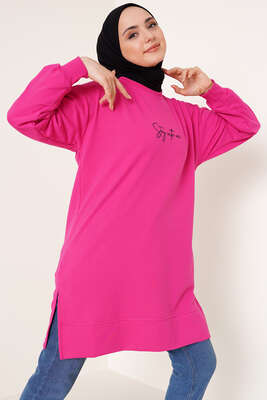 Stay With Me Baskılı Fuşya Tunik 