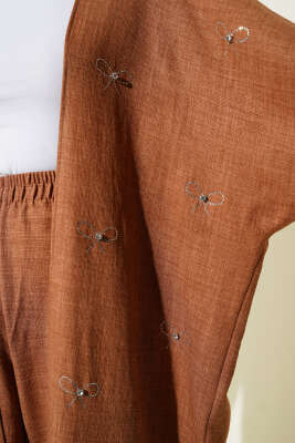 Taş Fiyonklu Kimono İkili Takım Taba - İkili Takım