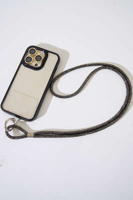 Taşlı Telefon Askısı Siyah 