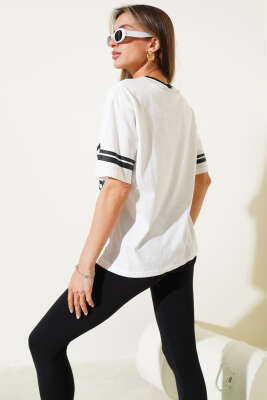 Team Leader Baskılı T-Shirt Ekru - Kadın Giyim Modelleri