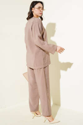 Tek Düğmeli Cepli İkili Takım Vizon - İkili Takım