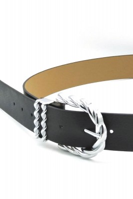 Tokası Örgü Desen Siyah Gümüş Kemer