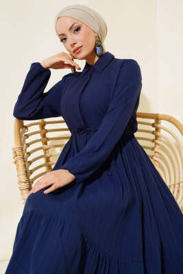 Tünelli Patlı Elbise Lacivert 
