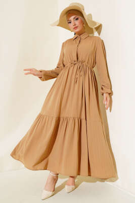 Tünelli Patlı Elbise Latte 