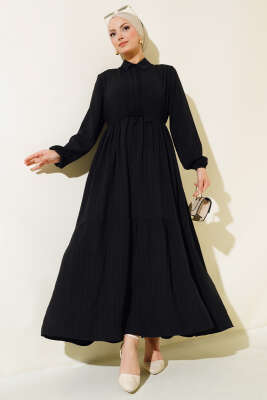 Tünelli Patlı Elbise Siyah 