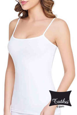 Tutku Bayan Elastan İp Askılı Atlet Beyaz