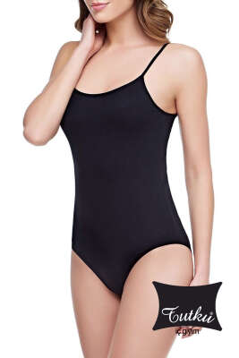 Tutku Bayan İp Askılı Çıtçıtlı Badi Siyah - TUTKU