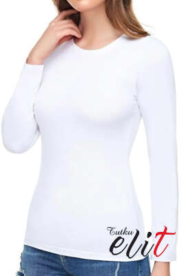 Tutku Elit Bayan Elastan Uzun Kol Body Beyaz - ELİT