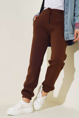 Üç İplik Jogger Pantolon Kahve - ELFİDA TEKSTİL
