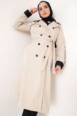Uzun Biyeli Trençkot Bej