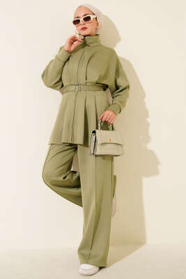 Uzun Pensli Kemerli İkili Takım Çağla Yeşili 